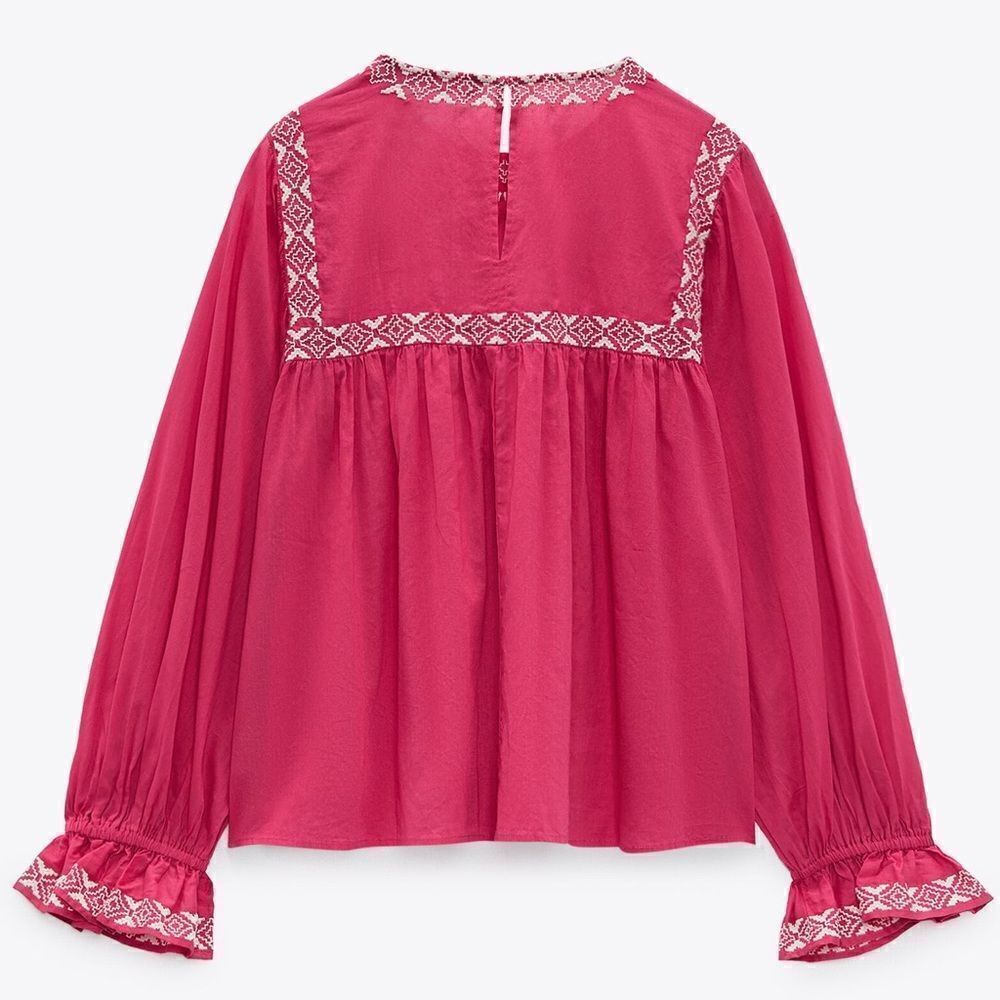 Zara Embroidered Blouse New - Picture 6 of 7